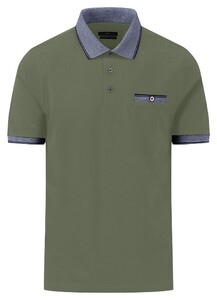 Fynch-Hatton Uni Contrast Mercerized Cotton Poloshirt Dusty Olive