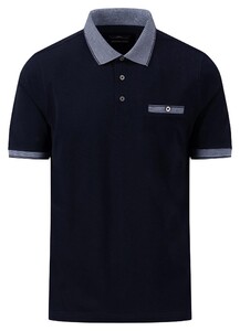 Fynch-Hatton Uni Contrast Mercerized Cotton Poloshirt Navy