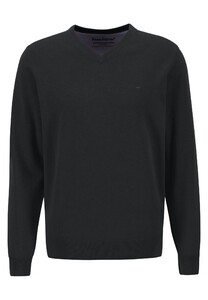 Fynch-Hatton Uni Cotton V-Neck Pullover Black