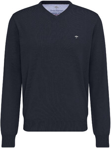 Fynch-Hatton Uni Cotton V-Neck Pullover Navy