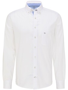 Fynch-Hatton Uni Dobby Button Down Overhemd Wit