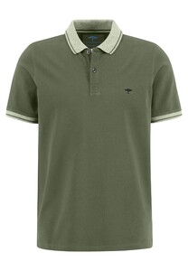 Fynch-Hatton Uni Polo Two-Tone Collar Soft Cotton Dusty Olive