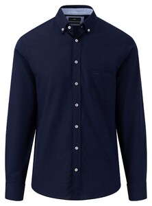 Fynch-Hatton Uni Texture Button-Down Overhemd Navy