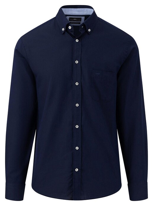 Fynch-Hatton Uni Texture Button-Down Overhemd Navy
