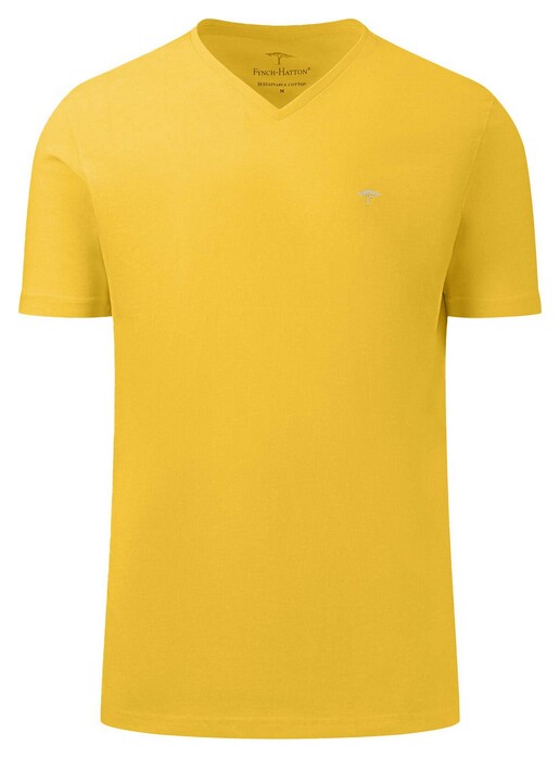 Fynch-Hatton Uni V-Neck Cotton T-Shirt Pineapple