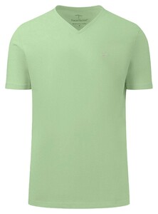 Fynch-Hatton Uni V-Neck Cotton T-Shirt Soft Groen