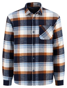 Fynch-Hatton Unplugged Check Kent Overshirt Winter White-Navy