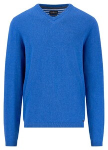 Fynch-Hatton V-Neck Air Cotton Pullover Strong Blue