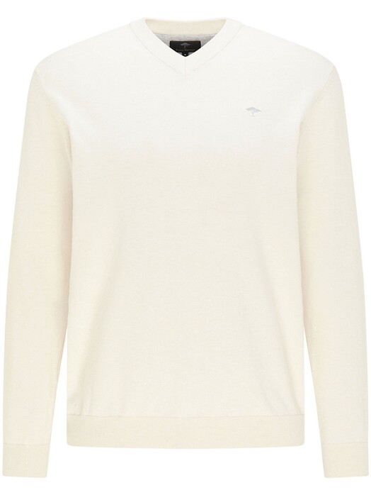 Fynch-Hatton V-Neck Cotton Cashmere Elbow Patches Pullover Off White