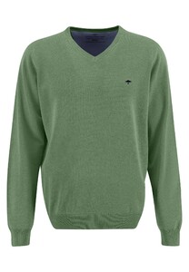 Fynch-Hatton V-Neck Fine Knit Cotton Trui Spring Green