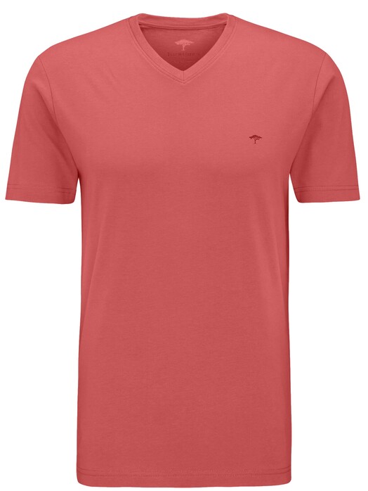 Fynch-Hatton V-Neck T-Shirt Uni Organic Cotton Flamingo
