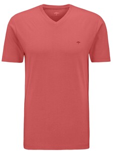 Fynch-Hatton V-Neck T-Shirt Uni Organic Cotton T-Shirt Flamingo