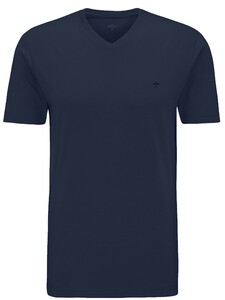 Fynch-Hatton V-Neck T-Shirt Uni Organic Cotton T-Shirt Navy Melange