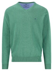 Fynch-Hatton V-Neck Uni Color Superfine Cotton Knit Trui Jade