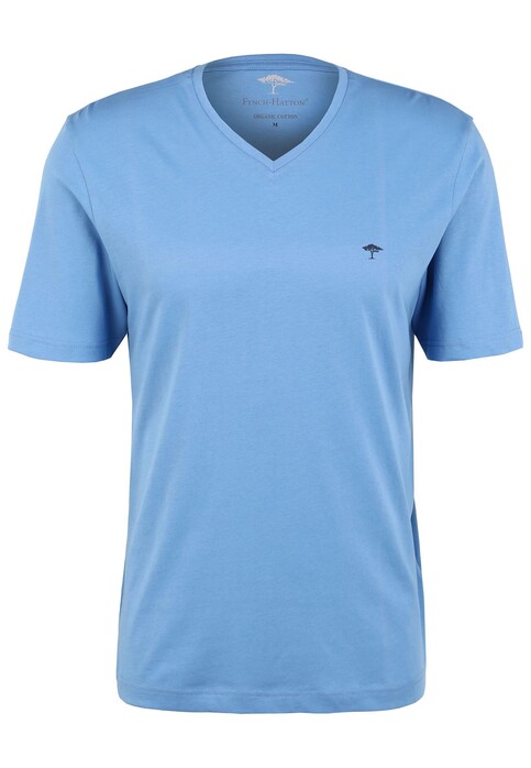 Fynch-Hatton V-Neck Uni Cotton T-Shirt Sky