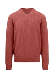 Fynch-Hatton V-Neck Uni Superfine Cotton Pullover Orient Red