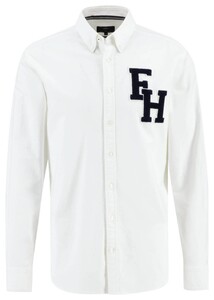 Fynch-Hatton Varsity Shirt FH Logo Overhemd Wit