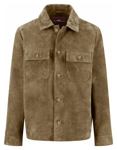 Fynch-Hatton Velours Overshirt Button Closure Jack Dark Khaki