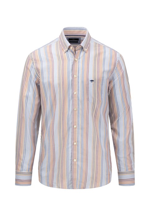 Fynch-Hatton Vertical Combi Stripes Button Down Overhemd Orient Red-Multi