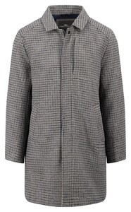 Fynch-Hatton Wool Carcoat Check Pied-de-Poule Pattern Coat Beige