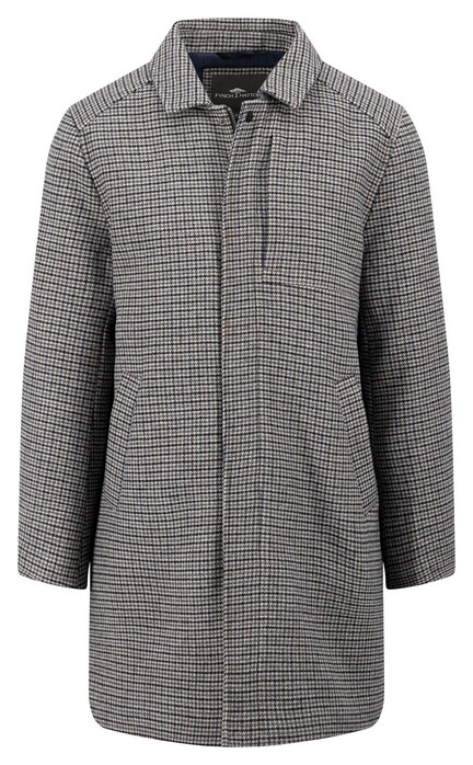 Fynch-Hatton Wool Carcoat Check Pied-de-Poule Pattern Coat Beige