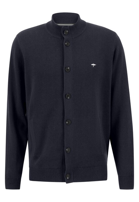 Fynch-Hatton Wool Cotton Cardigan Buttons Vest Navy