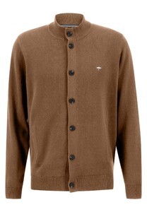 Fynch-Hatton Wool Cotton Cardigan Buttons Vest Walnut Brown