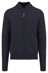 Fynch-Hatton Zip Allover Texture Knit Cardigan Navy