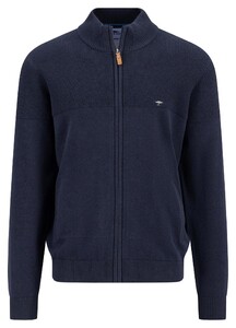 Fynch-Hatton Zip Cardigan Stand-Up Collar Stitch Mix Vest Navy