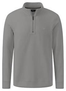 Fynch-Hatton Zip Troyer Cotton Twill Pullover Cool Grey