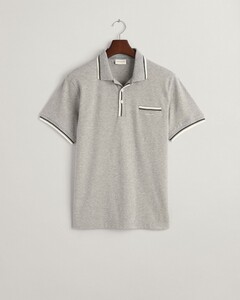 Gant 2-Color Tipping Short Sleeve Piqué Polo Grijs Melange