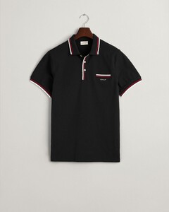 Gant 2-Color Tipping Short Sleeve Piqué Poloshirt Black
