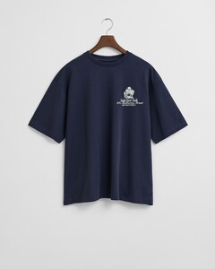 Gant 240 Mulberry Street Oversized Crew Neck New York Graphic T-Shirt Avond Blauw