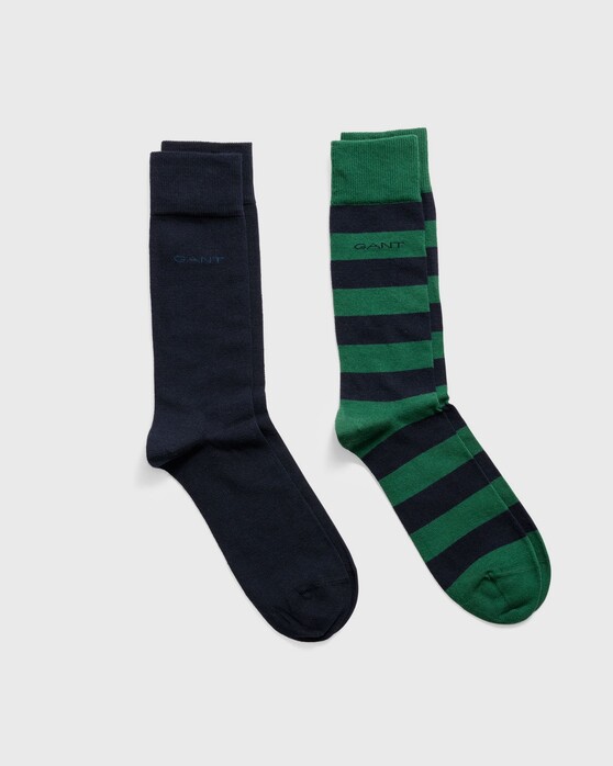 Gant 2Pack Barstripe And Solid Socks Leaf Green