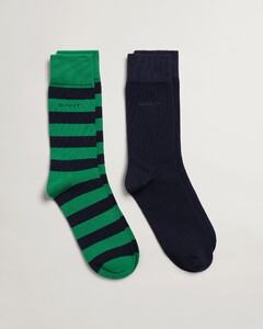 Gant 2Pack Barstripe And Solid Socks Sokken Lavish Green