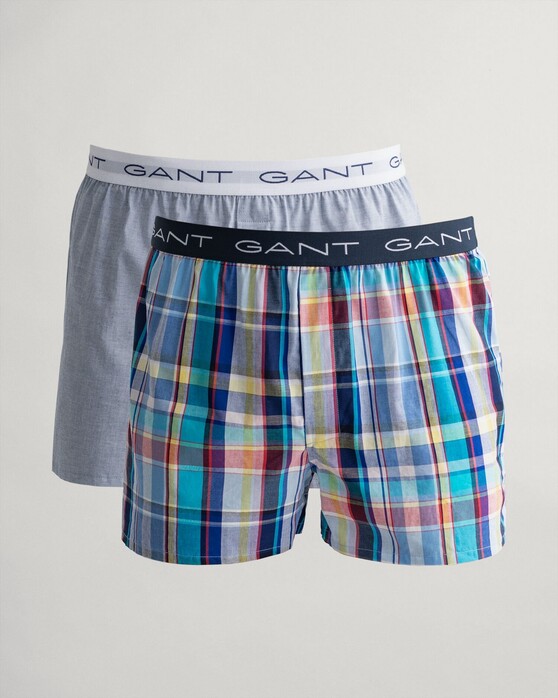 Gant 2Pack Check and Oxford Boxerhort Underwear Marine