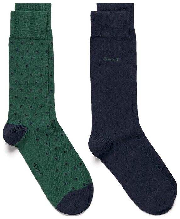Gant 2Pack Dot And Solid Socks Sokken Bladgroen