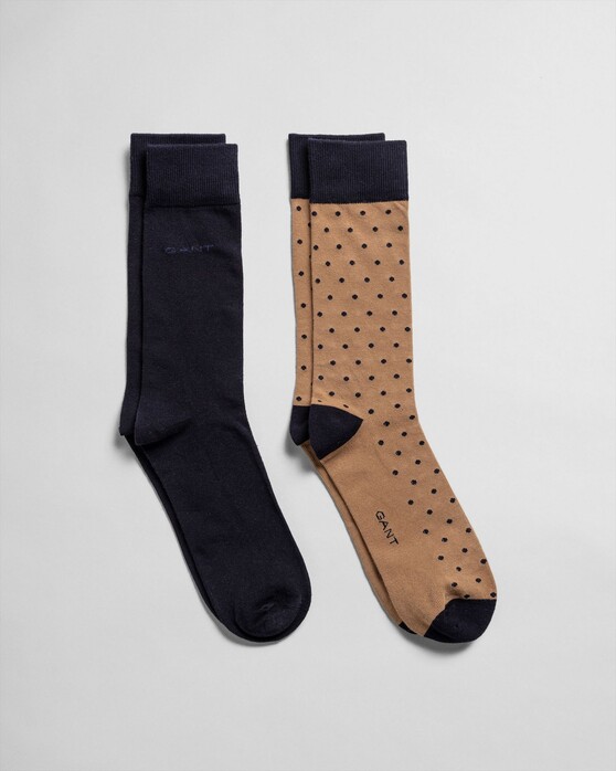 Gant 2Pack Dot And Solid Socks Sokken Warm Khaki