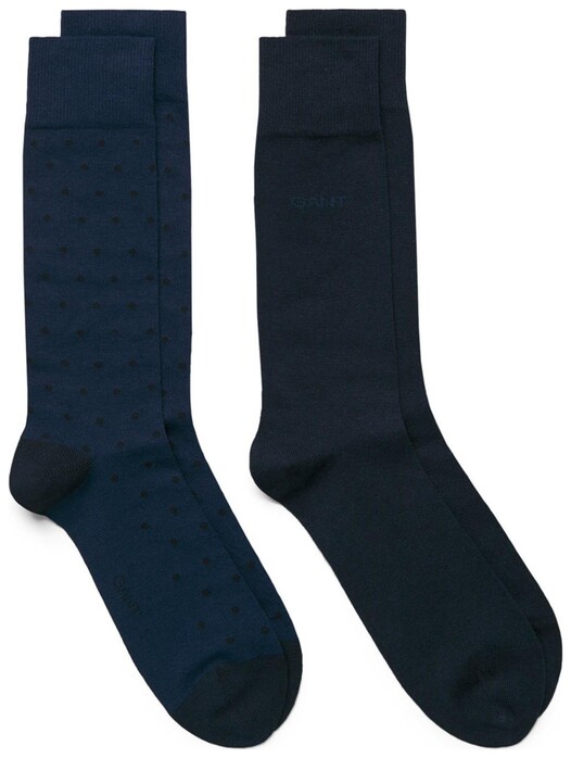 Gant 2Pack Dot And Solid Socks Sokken Yale Blue