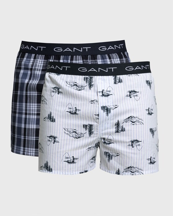 Gant 2Pack Shorts Fishing Check Ondermode Wit