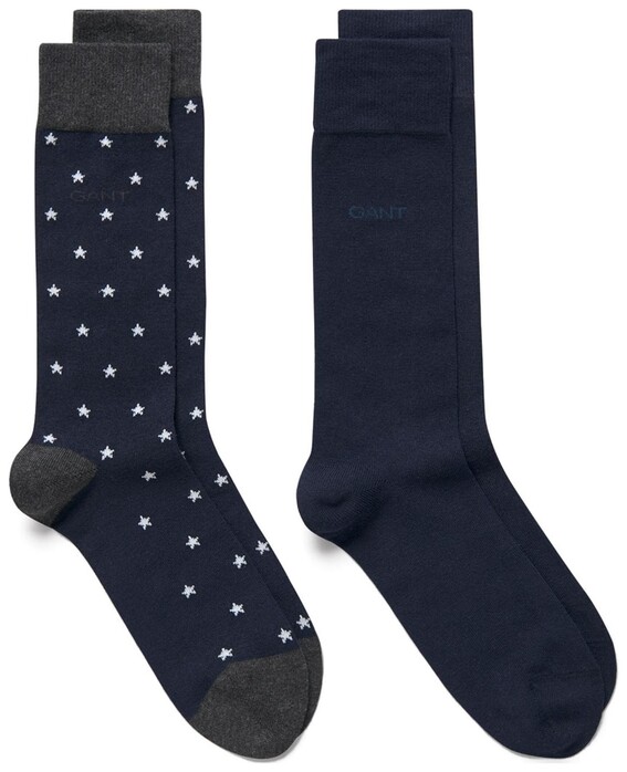 Gant 2Pack Stars and Solid Socks Navy