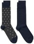 Gant 2Pack Stars and Solid Socks Sokken Houtskool Grijs