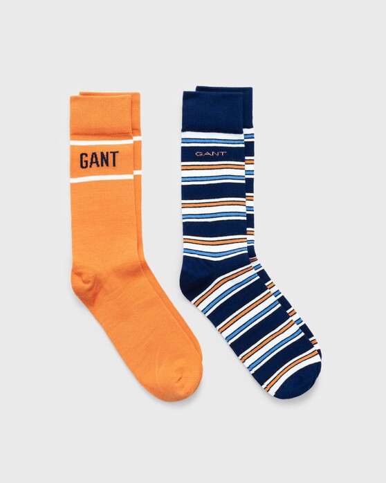 Gant 2Pack Stripe And Logo Sock Giftbox Socks Amberglow