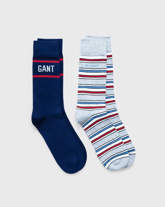 Gant 2Pack Stripe And Logo Sock Giftbox Socks Persian Blue