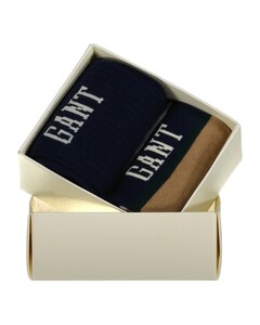 Gant 2Pack Striped And Solid Socks Gift Box Sokken Warm Khaki