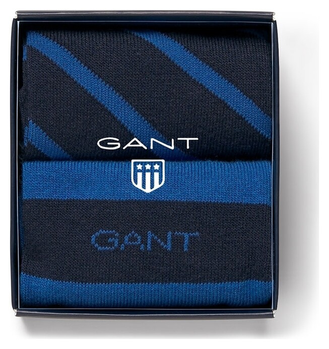 Gant 2Pack Striped Socks Gift Box Sokken Yale Blue