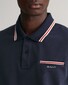Gant 3-Color Tipped Solid Piqué Embroidery Logo Polo Avond Blauw
