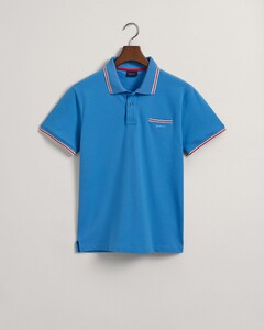 Gant 3-Color Tipped Solid Pique Embroidery Logo Poloshirt Day Blue