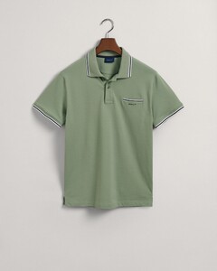 Gant 3-Color Tipped Solid Pique Embroidery Logo Poloshirt Kalamata Green