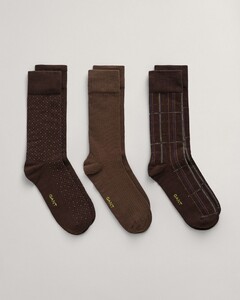 Gant 3Pack All Pattern Socks Gift Box Deep Brown